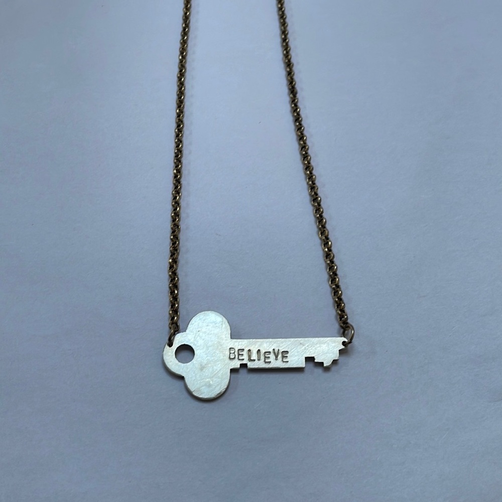 Vintage engraved key necklace